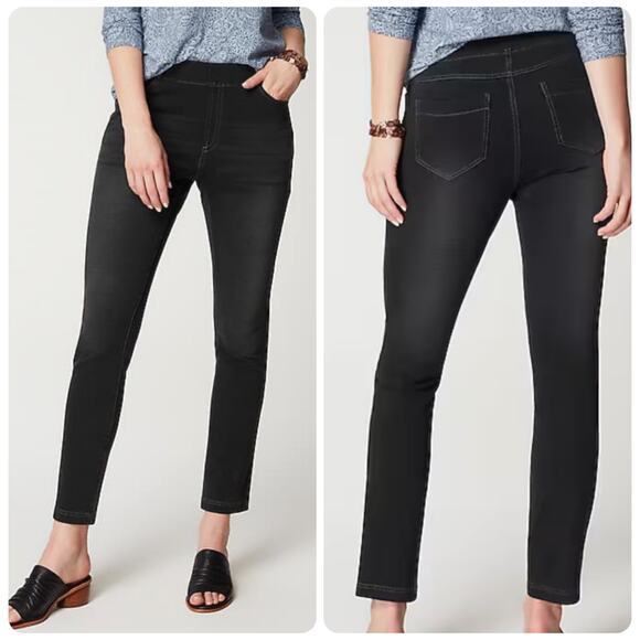 J. Jill 5 Pocket Knit Jeans 5 Pocket Women’s Size Large black obsidian wash - Picture 1 of 10